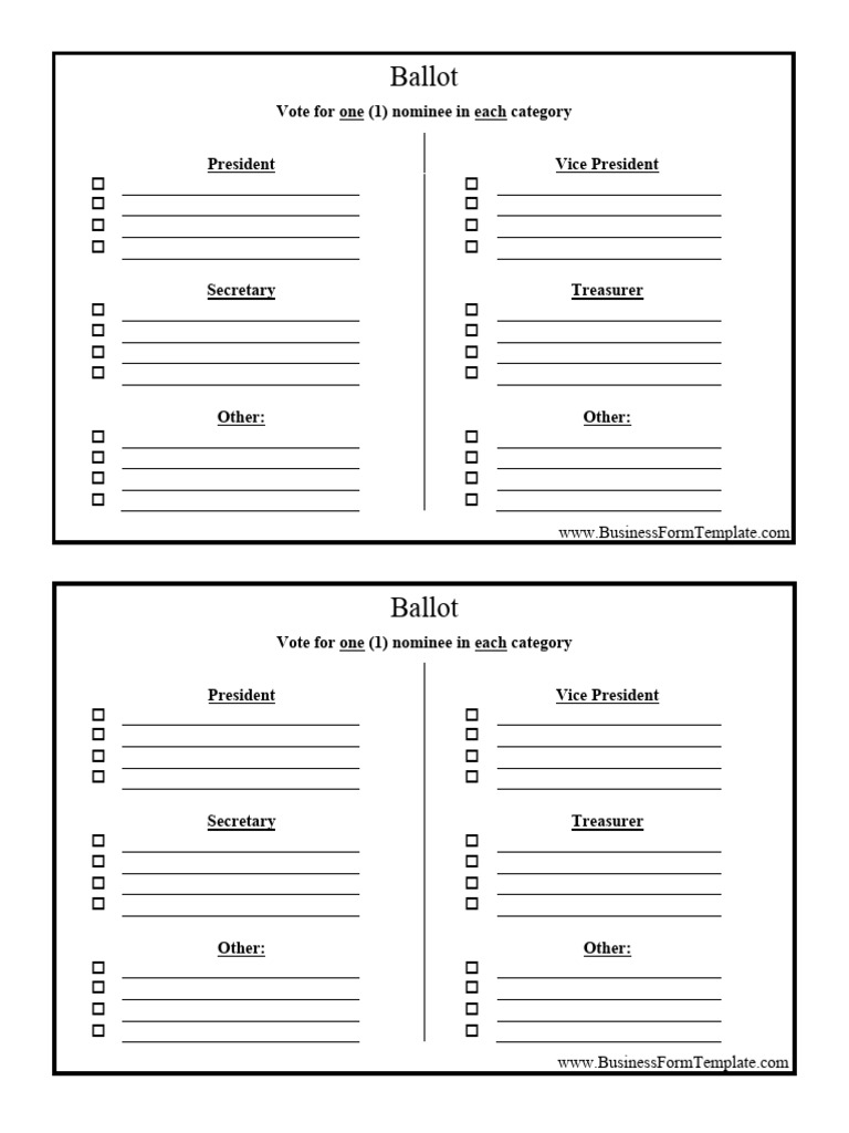 Election Nominee Ballot Template | PDF