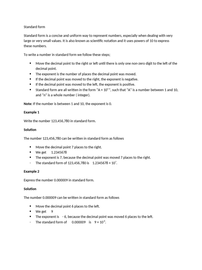 Understanding Standard Form in Math | PDF