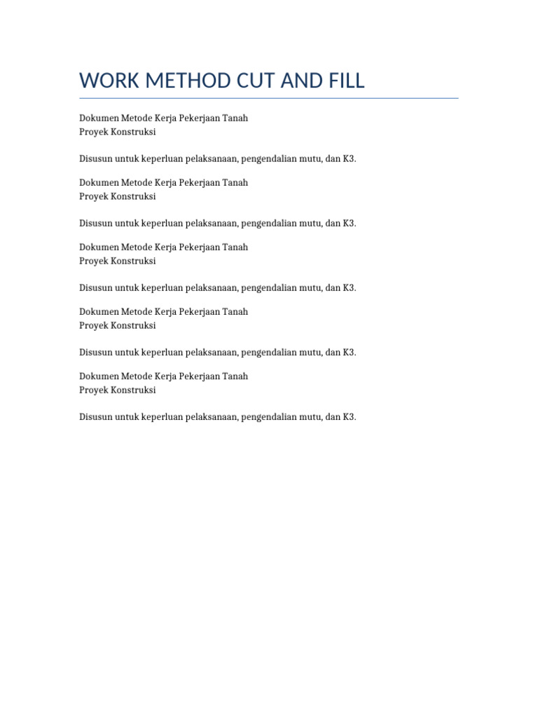 Metode Kerja Cut and Fill Konstruksi | PDF