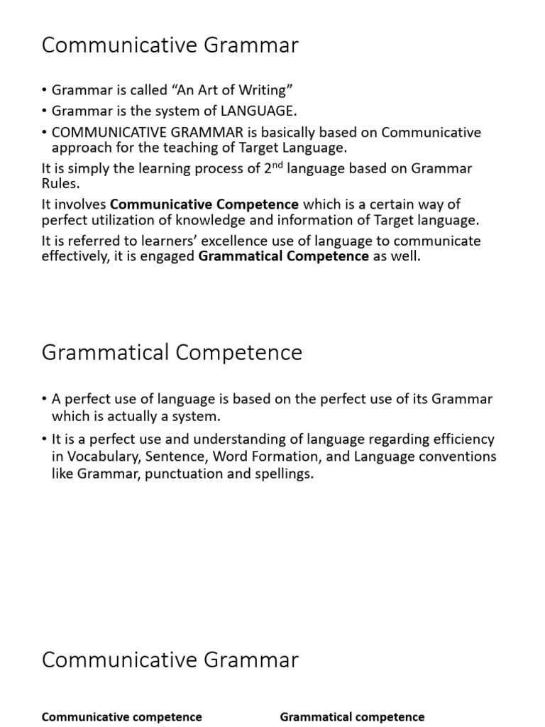 Understanding Communicative Grammar | PDF | Grammar | Grammatical Number