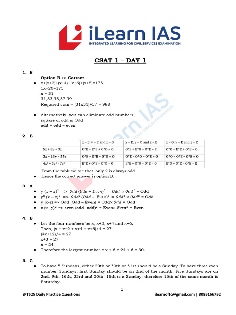 Daily CSAT Practice Questions 2023 | PDF | Prime Number | Division ...