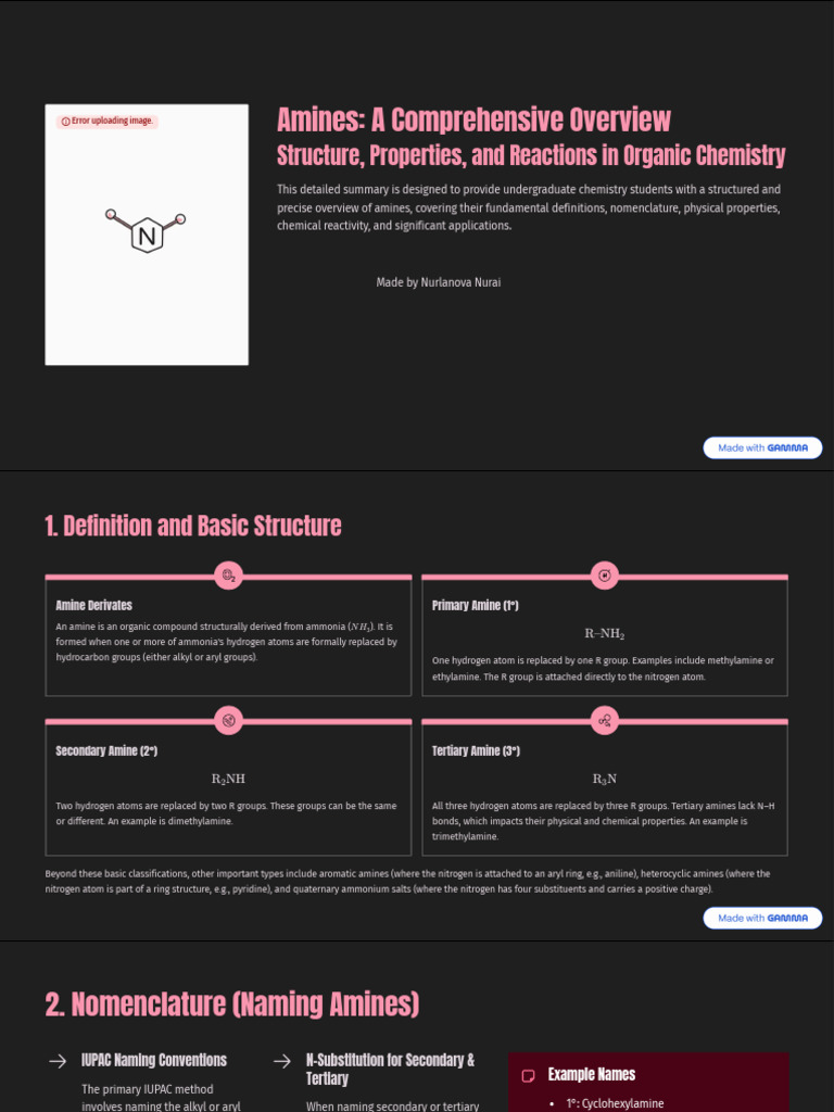 Overview of Amines in Organic Chemistry | PDF | Amine | Chemical Compounds