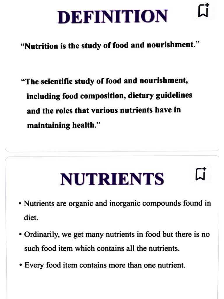 Nutrition Unit - 1 (Introduction) | PDF