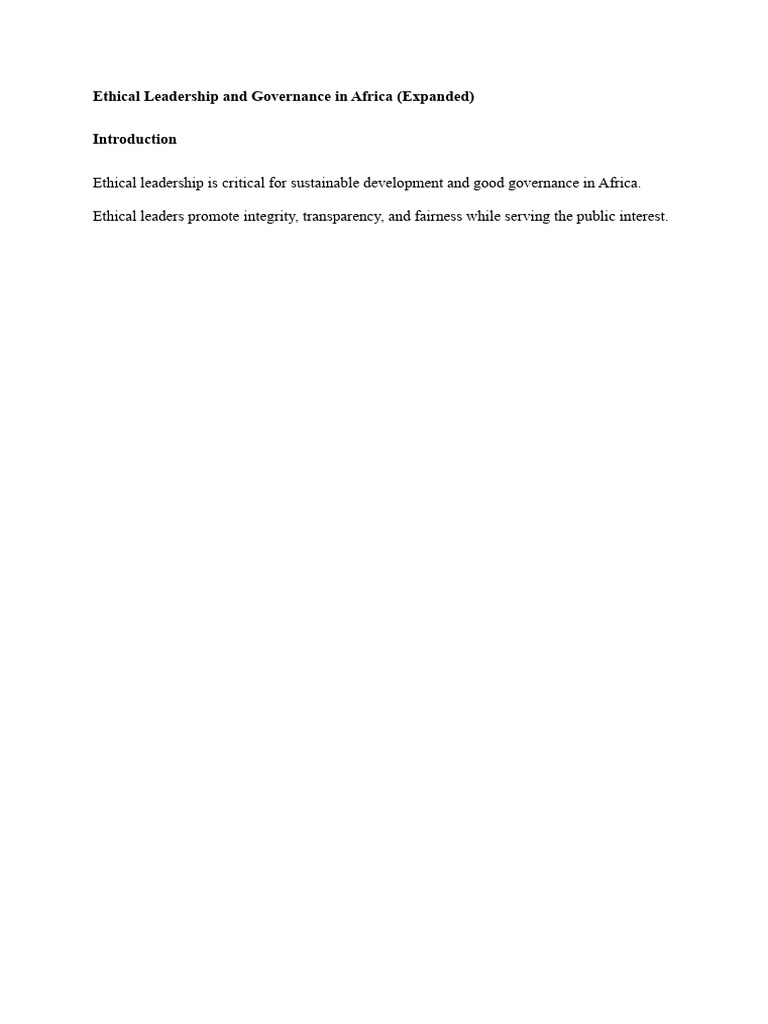 Ethical Leadership for Africa's Governance | PDF