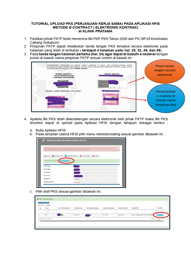 Panduan Upload PKS E-Contract HFIS | PDF