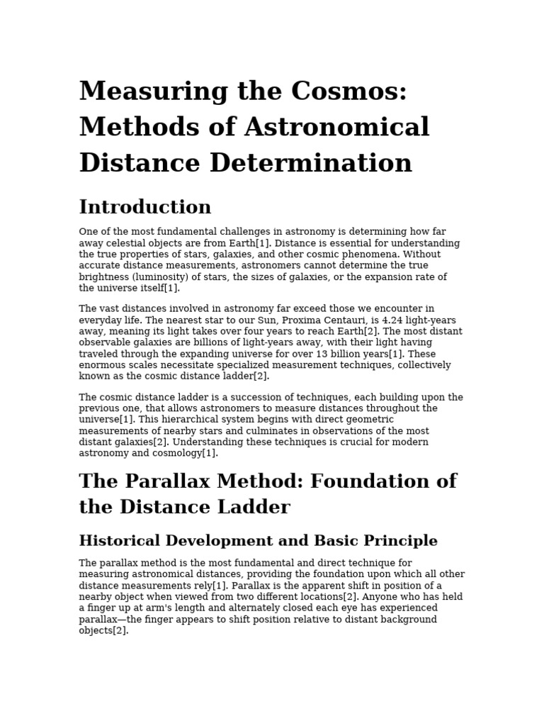 Astronomical Distance Measurement Techniques | PDF | Stars | Galaxy