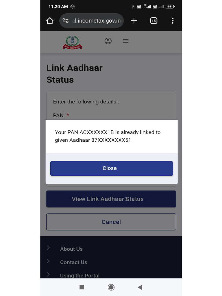 Pan & Aadhaar Link Screenshot | PDF