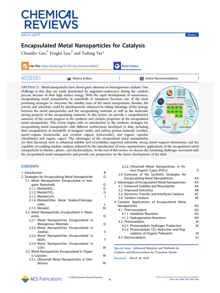 10 1021@acs Chemrev 0c00237 | PDF | Catalysis | Nanoparticle