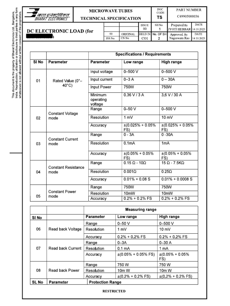 DC Electronic Load Specification 2025-12!16!16!23!30 | PDF