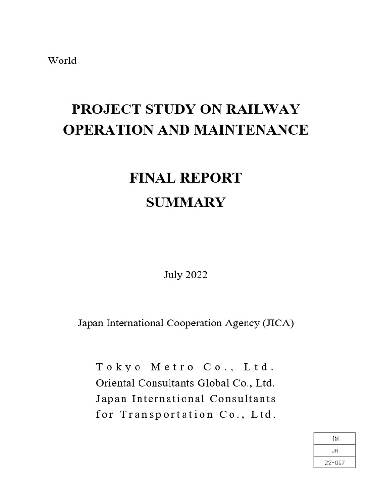 Project Study On Railway Operation and Maintenance Final Report | PDF ...