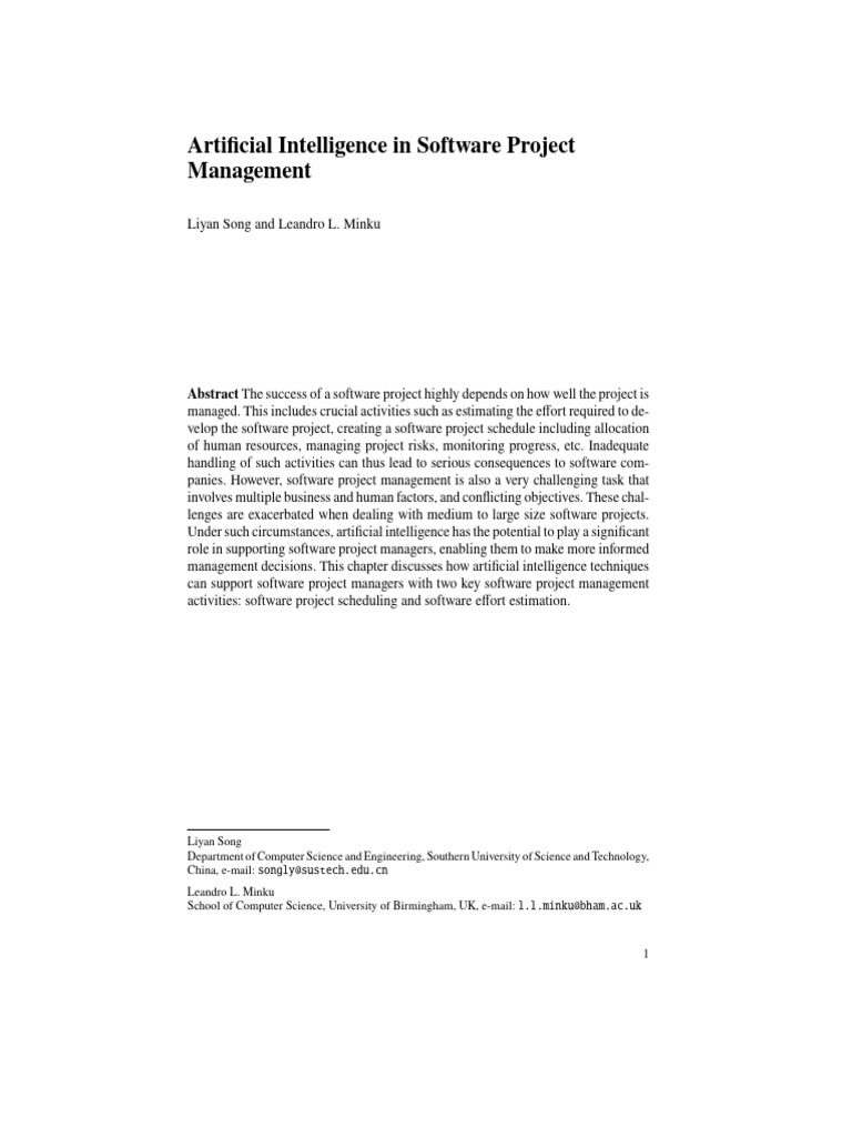 2023 Artificial Intelligence in Software Project | PDF | Project ...