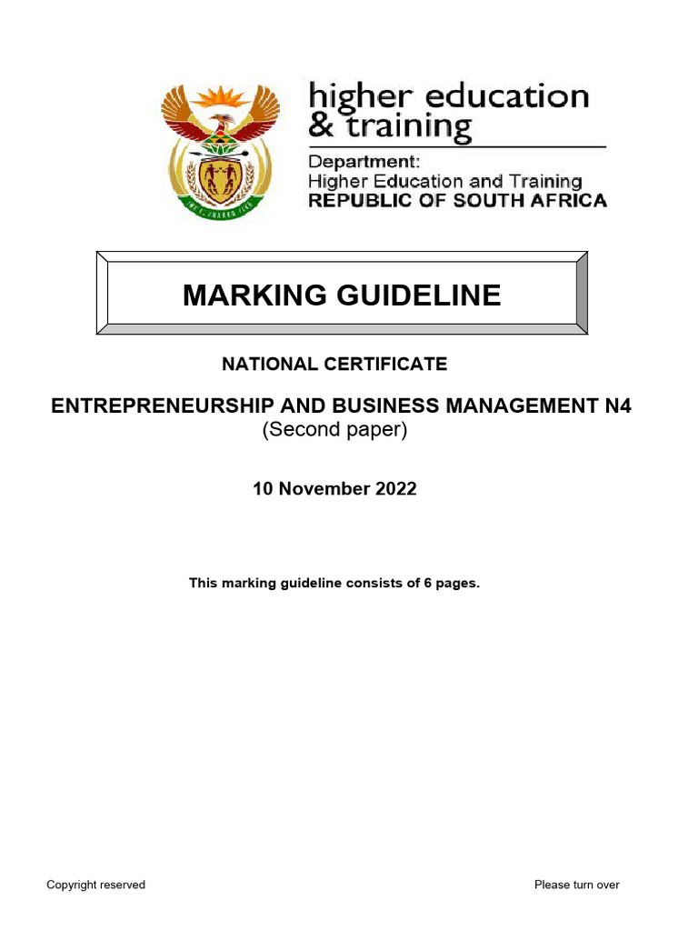 Entrepreneurship & Business Management N4 Guide | PDF | Credit ...