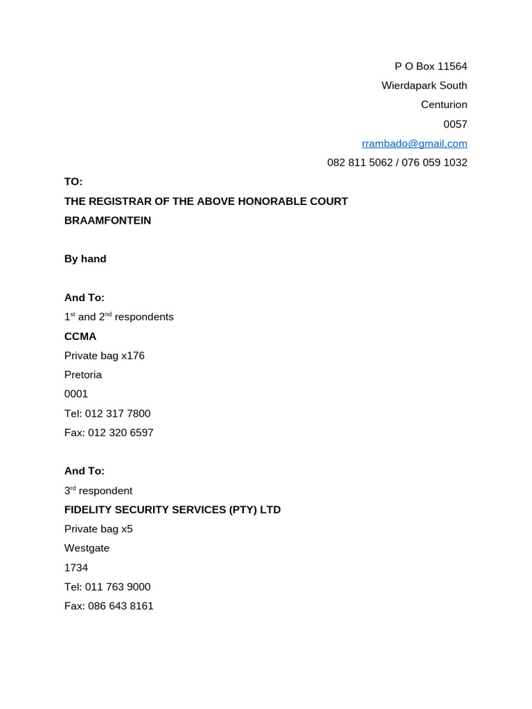 Court Filing Address Details | PDF