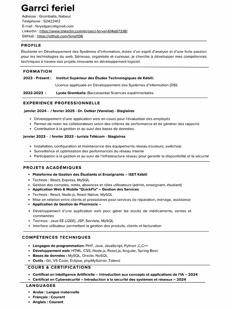 Feryel CV | PDF