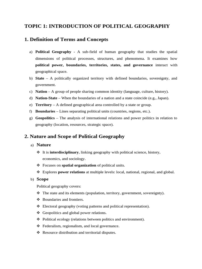 Understanding Political Geography Concepts | PDF | Geopolitics | Geography