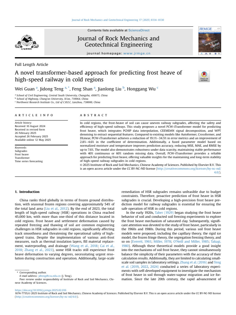 A Novel Transformer Based Approach For Predict 2025 Journal of Rock ...