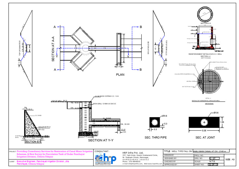 Drawing of Well Type Vertical Fall With RCC NP3 Pipe | PDF