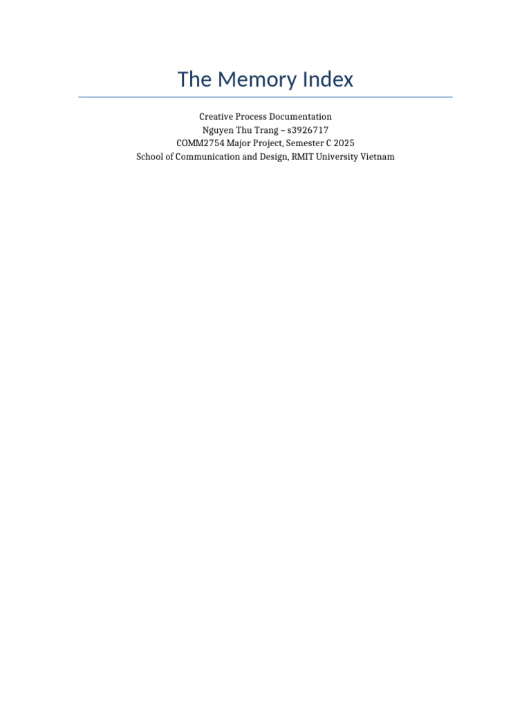 The Memory Index: Interactive Art Platform | PDF