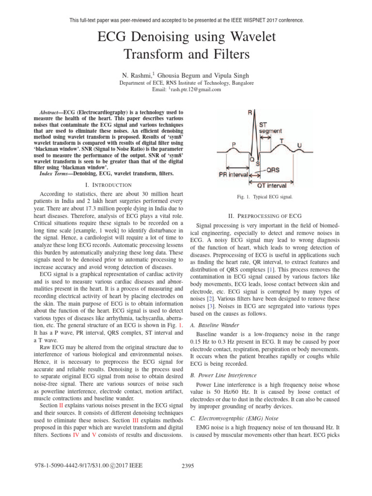 ECG Denoising with Wavelet Transform | PDF | Wavelet | Electrocardiography