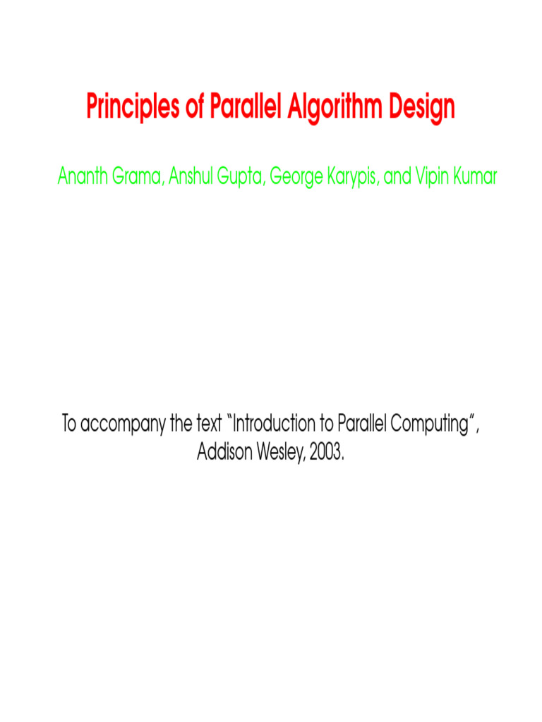 Parallel Algorithm Design Principles | PDF | Parallel Computing ...