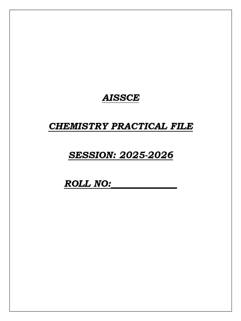 Chemistry Practical File - Coverpage | PDF