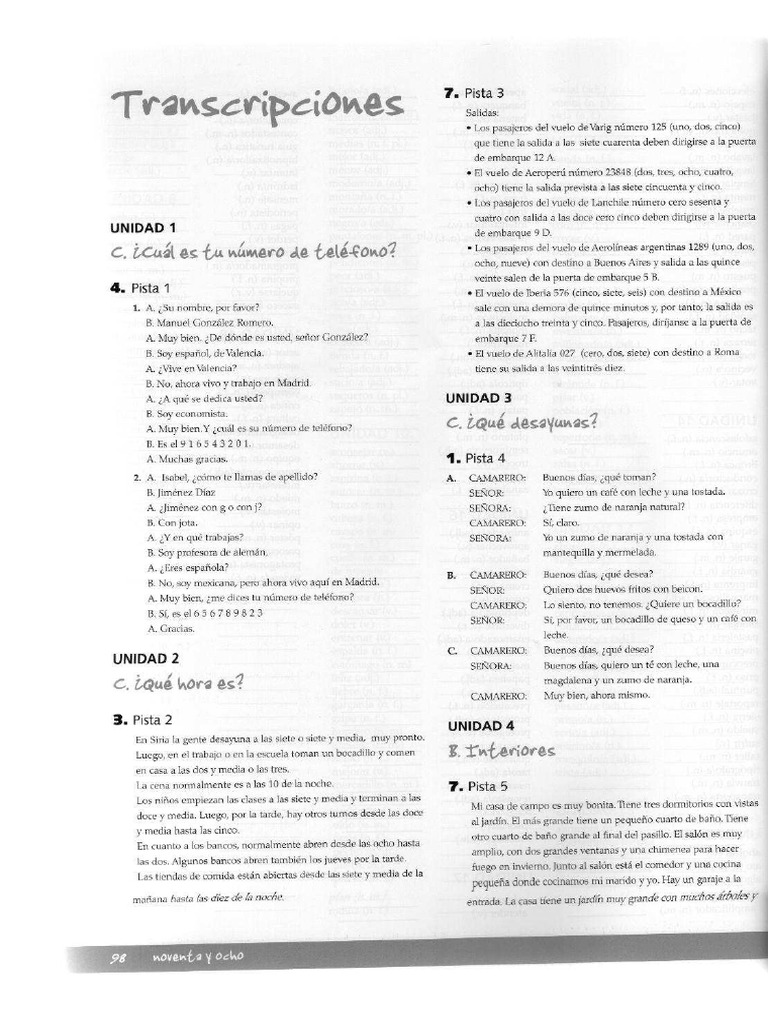 Espanol en Marcha A1 A2 - Ejercicios Solo Claves | PDF