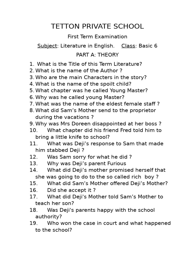 Literature Basic 6 Tetton | PDF