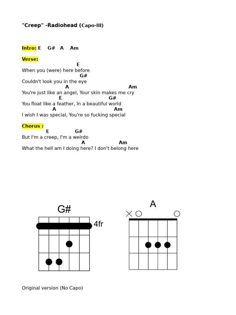862539220 Creep Radiohead | PDF