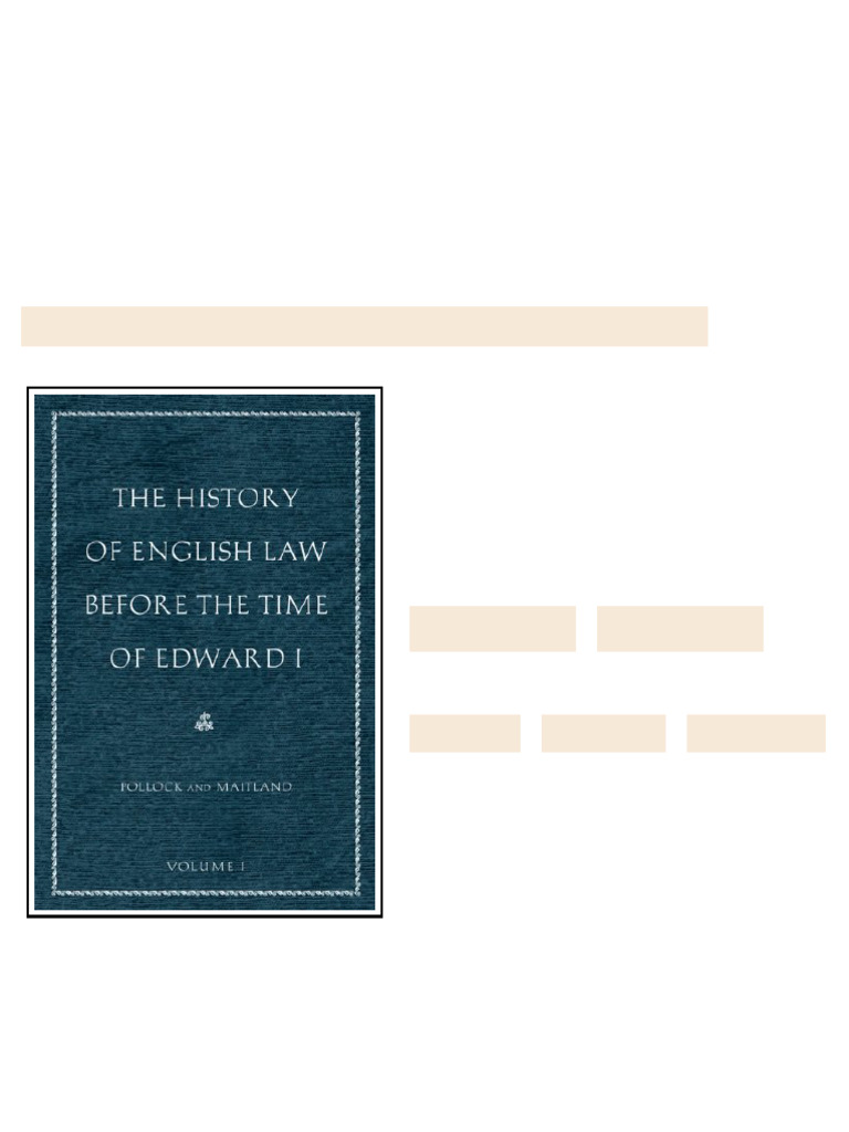 The History of English Law before the Time of Edward I Frederic William ...