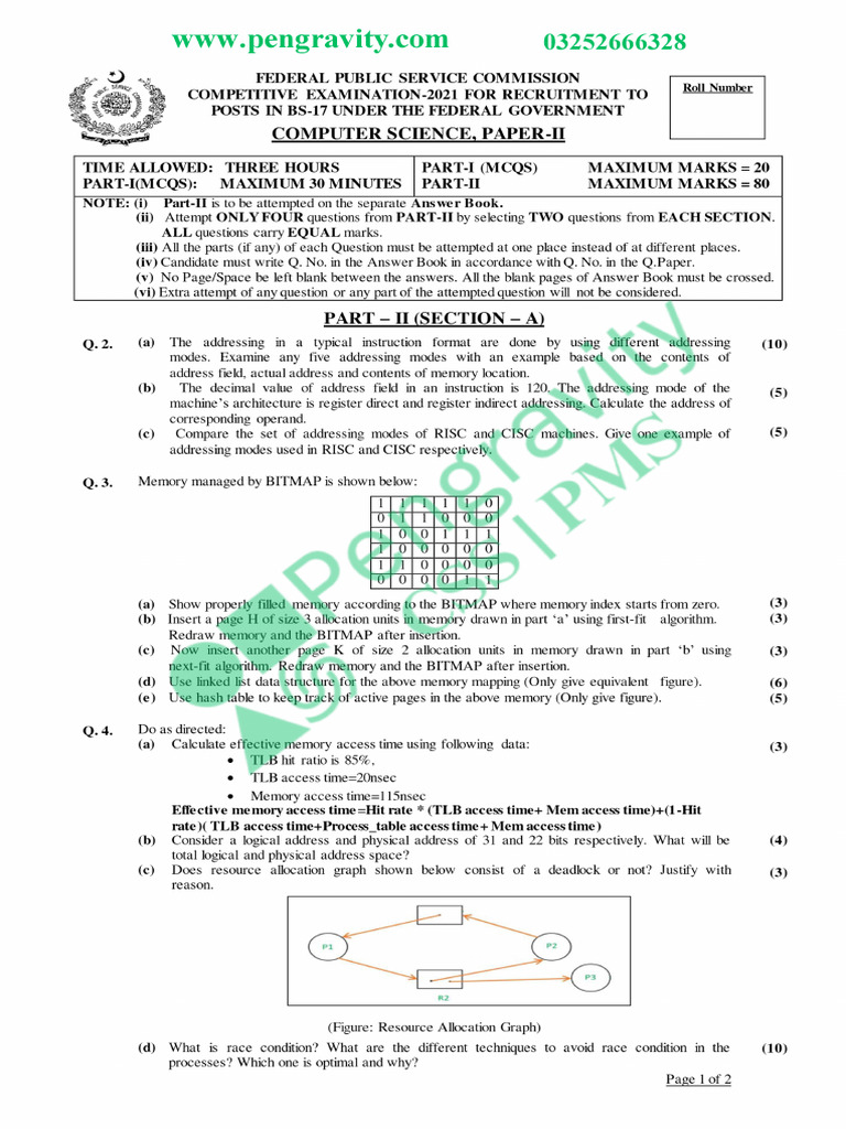 CSS Computer Science Past Papers 2021 P2 | PDF