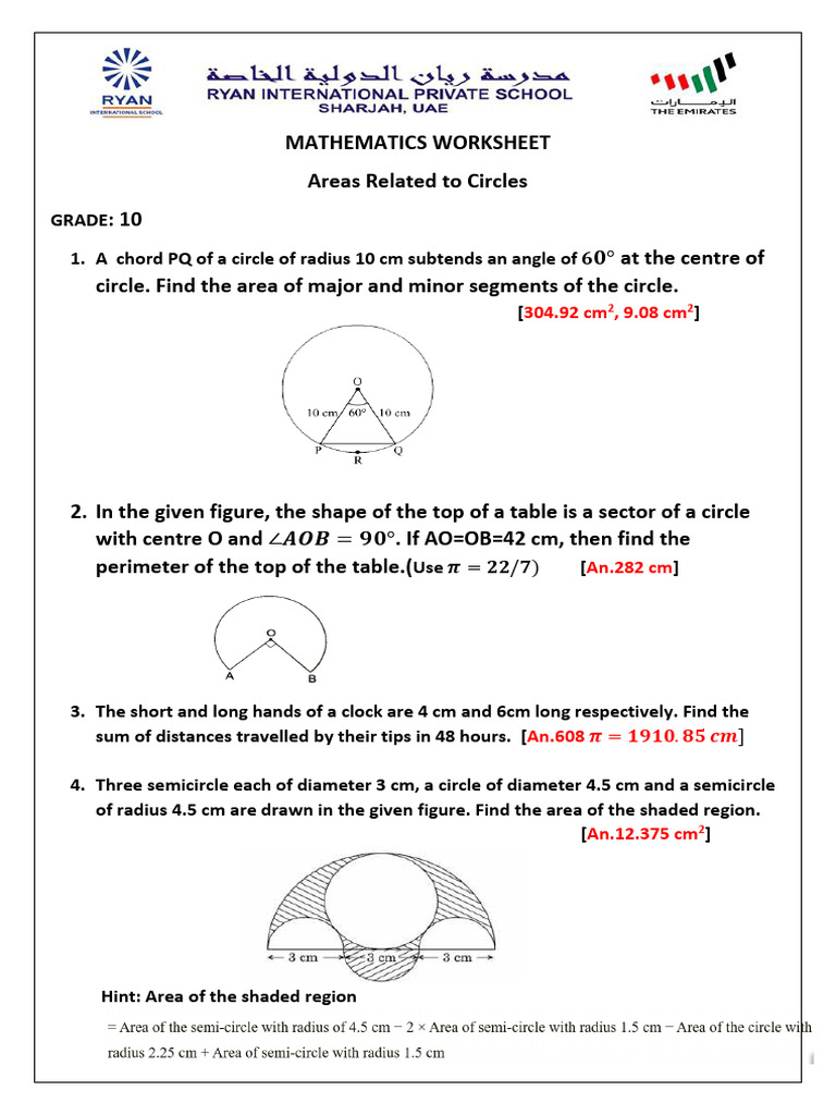 Circle Area and Segment Calculations | PDF | Circle | Area