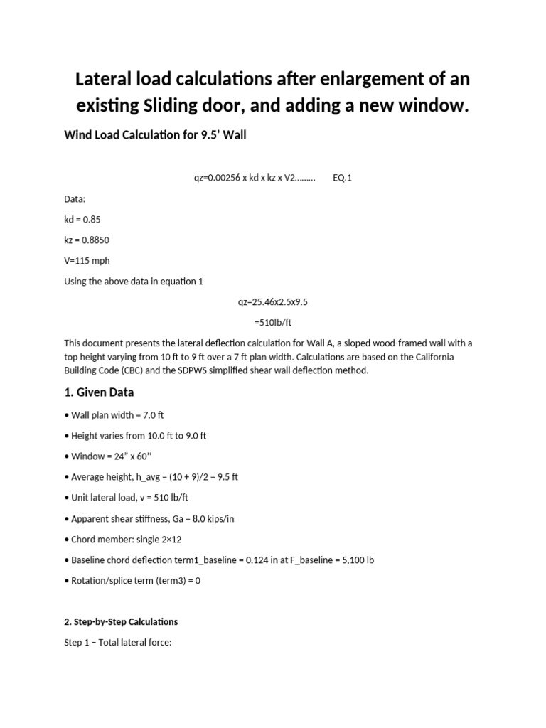 Lateral Load & Deflection Calculations | PDF | Earthquake Engineering ...