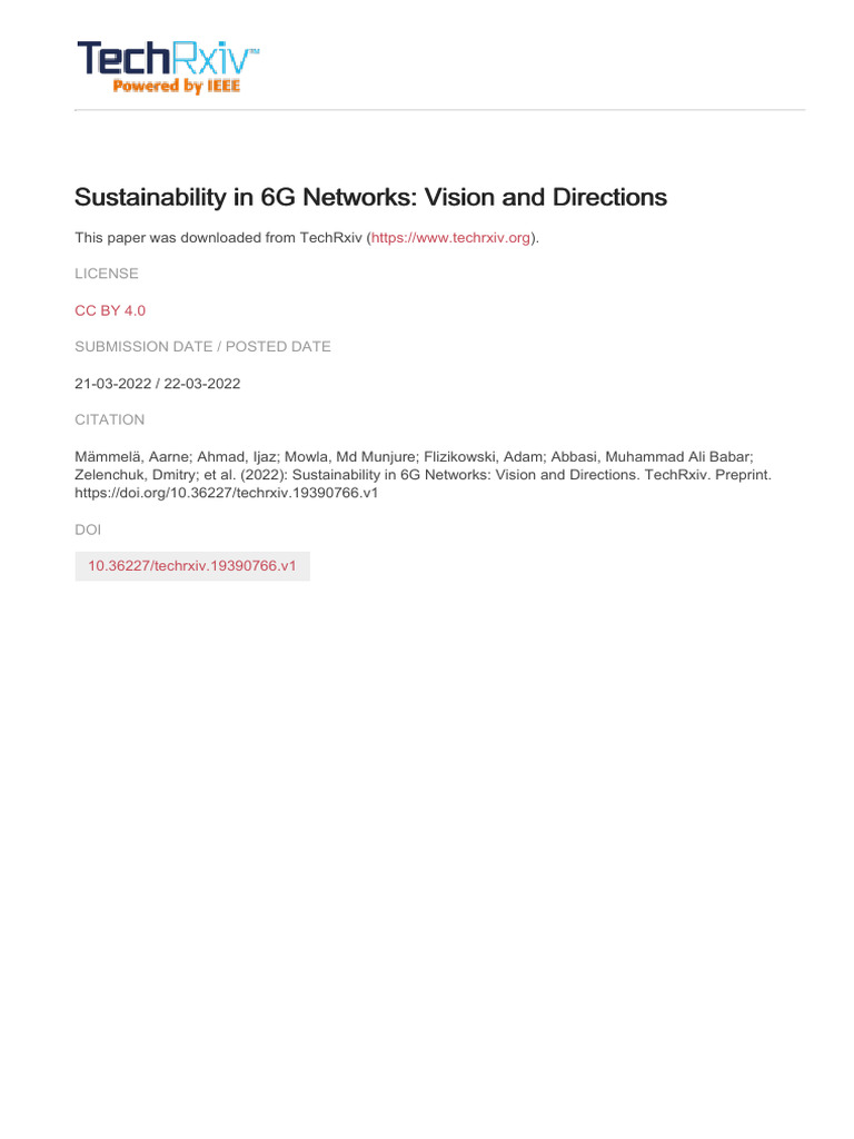 Sustainable Solutions for 6G Networks | PDF | Computer Network ...