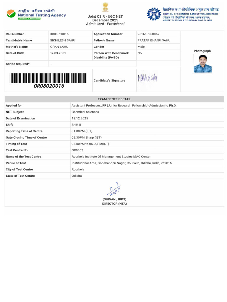 CSIR NET Registration Details | PDF