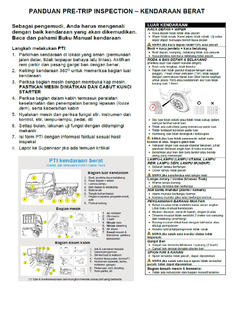 Panduan Pengisian PTI Heavy Vehicle | PDF