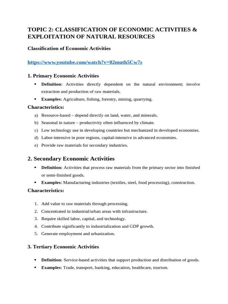 Economic Activities & Resource Exploitation | PDF | Economics | Economies
