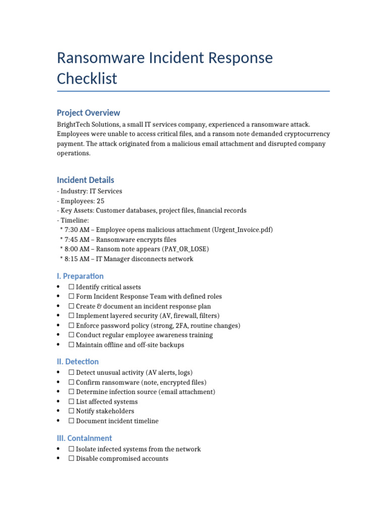 Ransomware Response Checklist Guide | PDF | Ransomware | Malware
