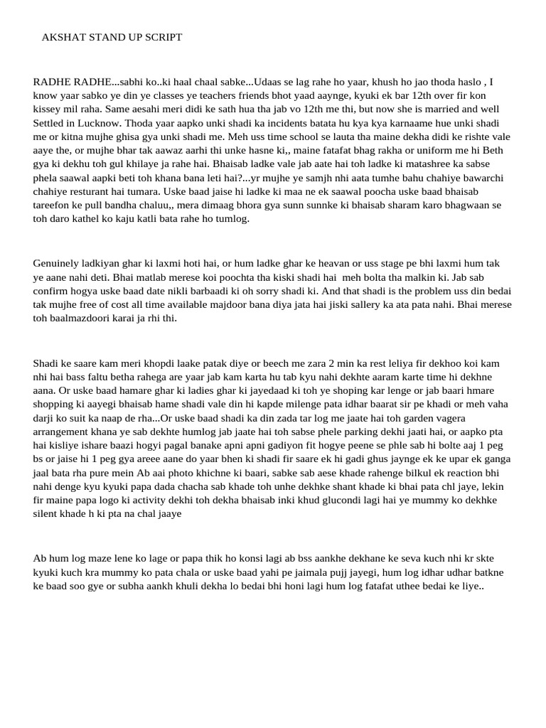 Hilarious Stand-Up on Wedding Chaos | PDF
