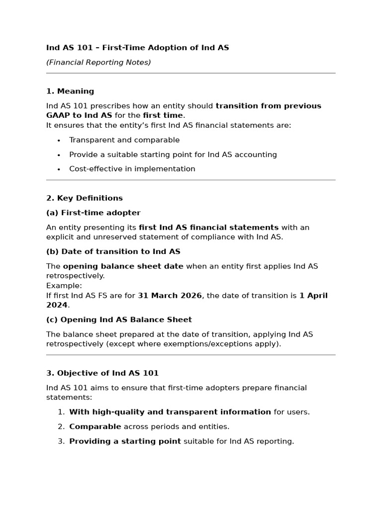Ind AS 101: First-Time Adoption Guide | PDF