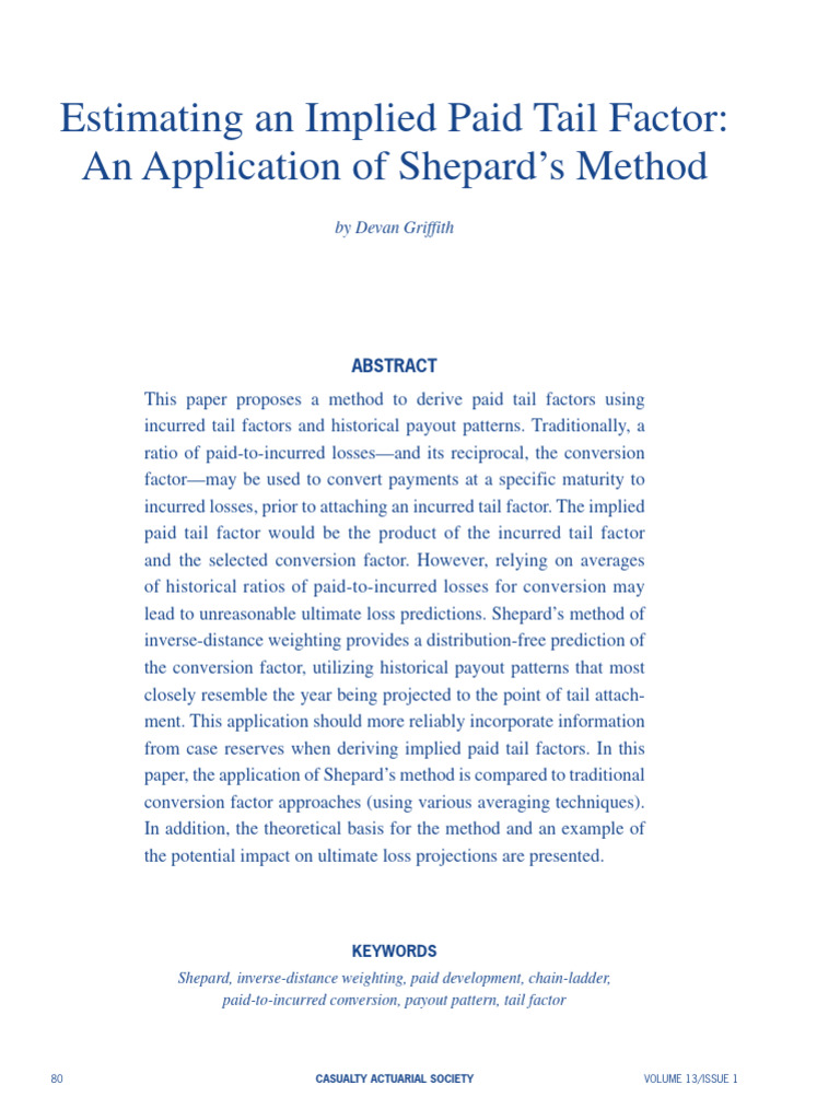 Estimating Paid Tail Factors Using Shepard's Method | PDF | Risk ...