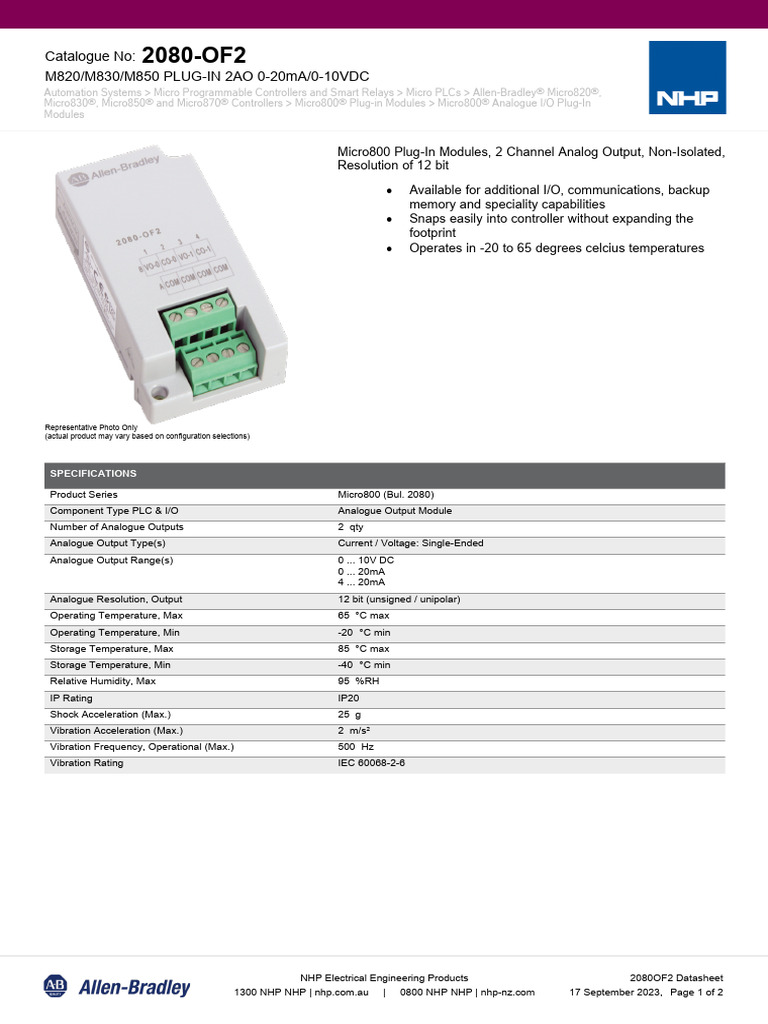 Micro800 2AO Plug-In Module 2080-OF2 | PDF | Programmable Logic ...