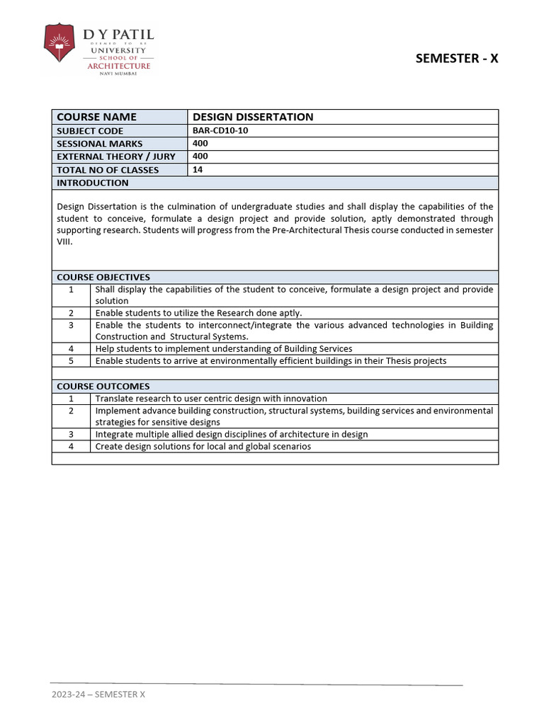 Design Dissertation Course Overview | PDF | Thesis