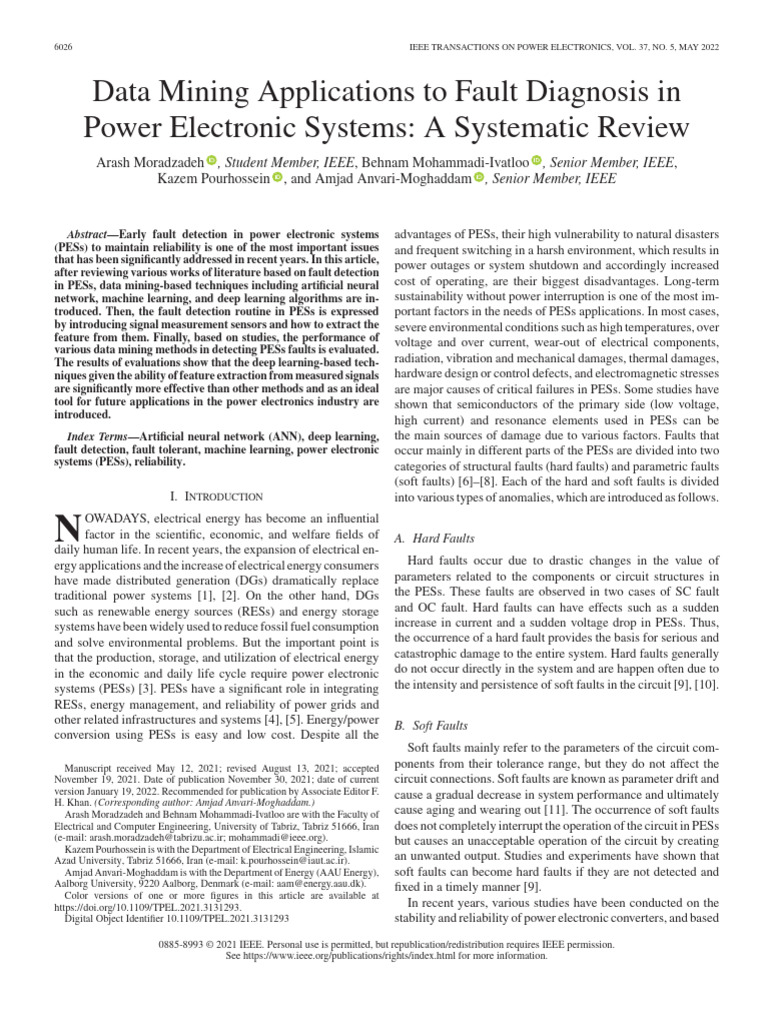 Data Mining Applications To Fault Diagnosis in Power Electronic Systems ...