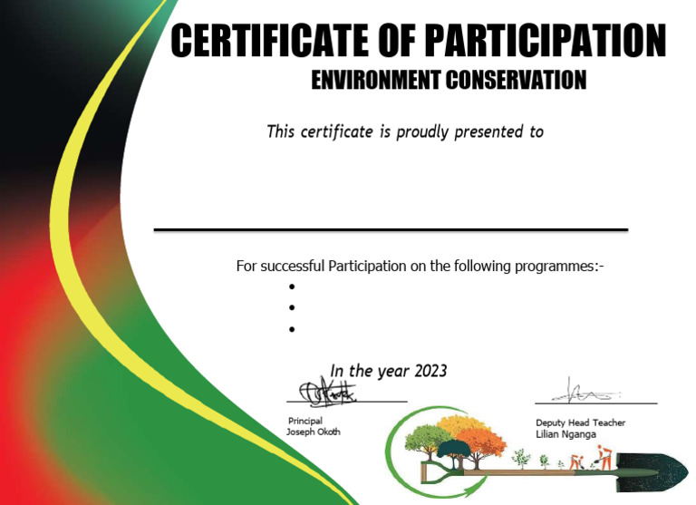 Certificate of Participation in Economic and Environmental Programs | PDF