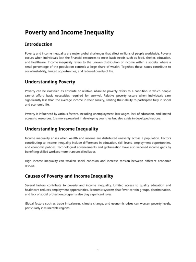 Poverty and Income Inequality Explained | PDF | Economic Inequality ...