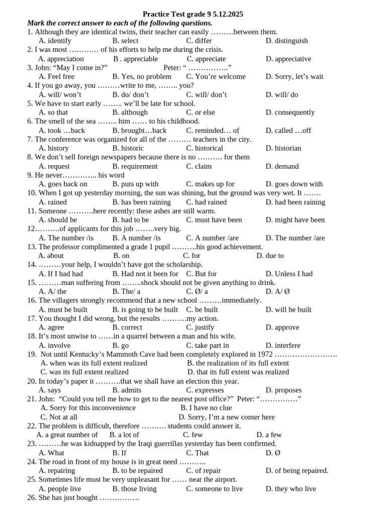 Grade 9 Practice Test Questions | PDF | Encyclopedias | Wikipedia