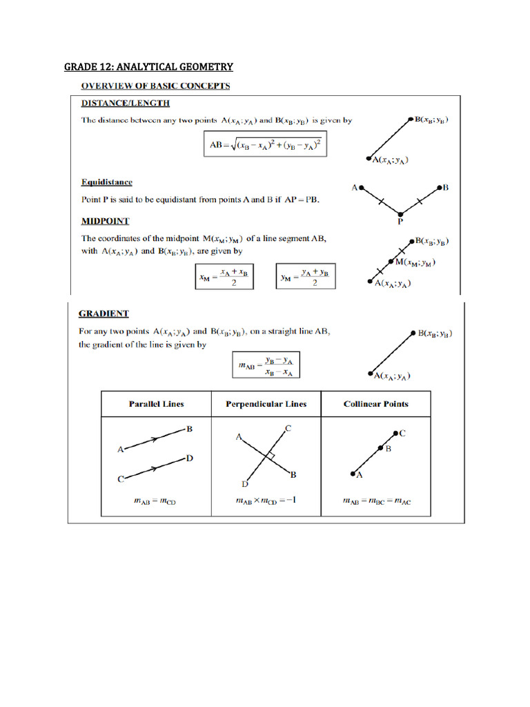 Analytical Geometry Notes | PDF