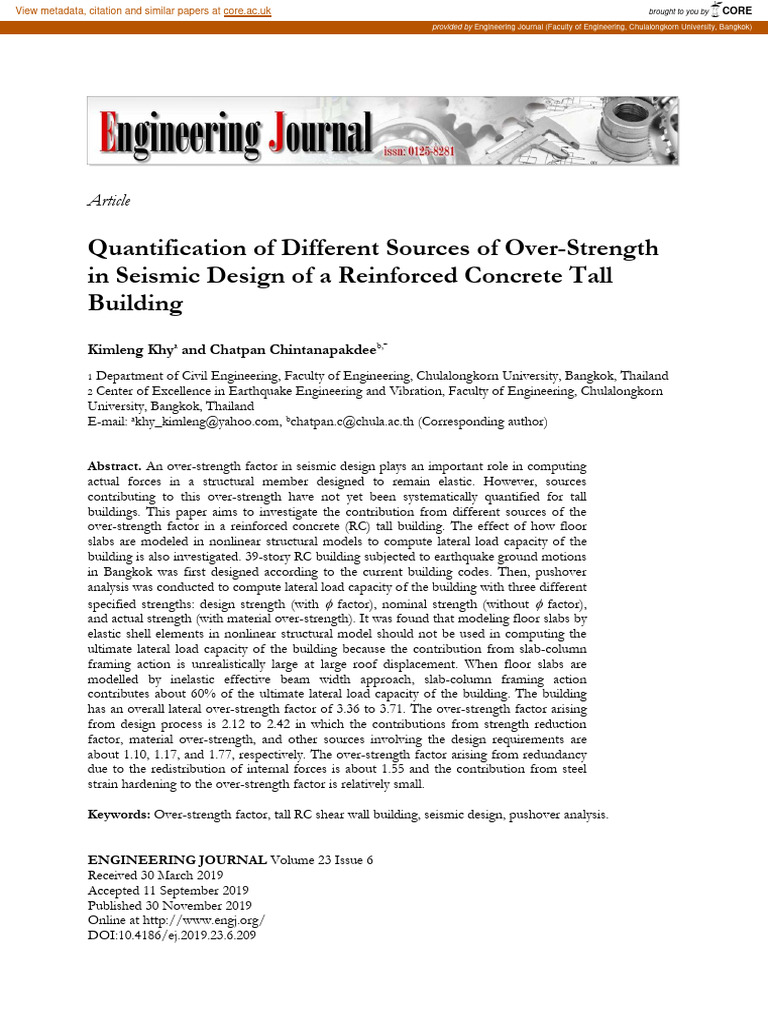 Over-Strength Factors in Seismic Design | PDF | Beam (Structure ...