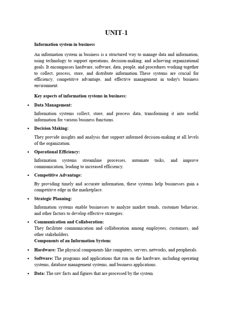 Business Information Systems Overview | PDF | Information System ...