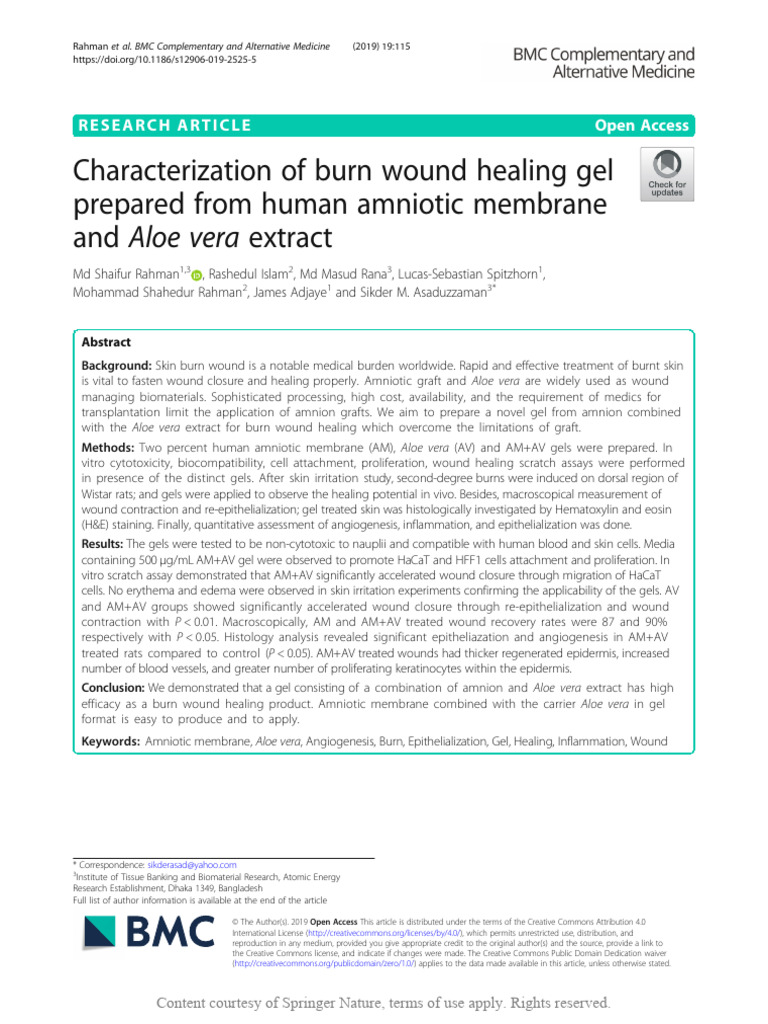 Characterization of Burn Wound Healing AM AV | PDF | Wound Healing | Wound